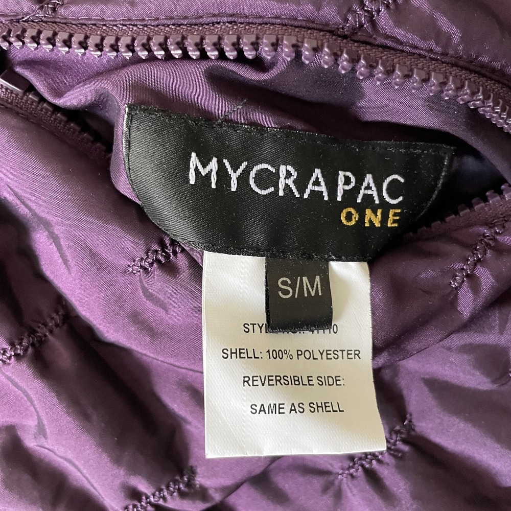 Mycra Pac One Womens Reversible Hooded Quilted Zipped‎ Wine Coat, Size S/M - Picture 5 of 12